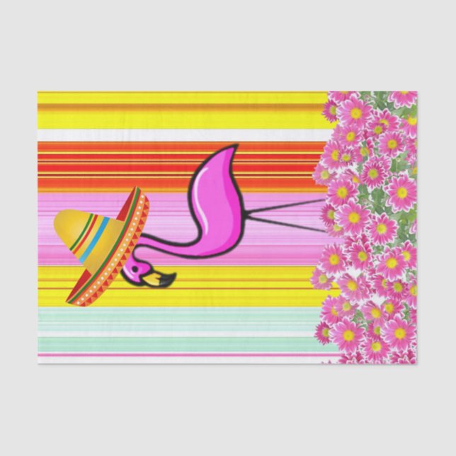 Tissue Paper Stripe Flamingo Floral (Front)