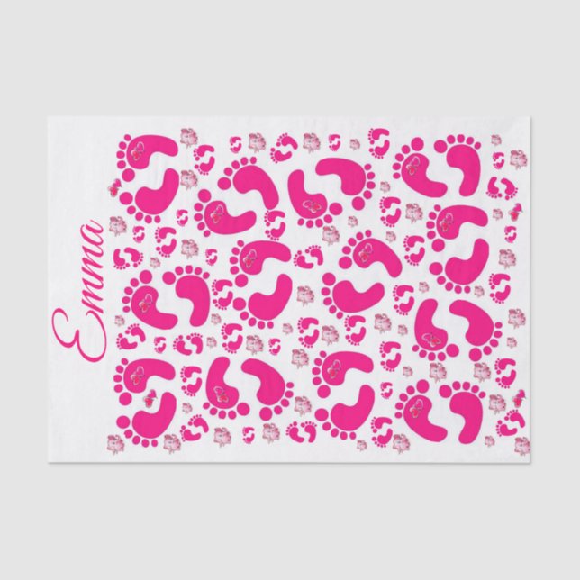 Tissue Paper Stripes Baby Feet Girl Elephants (Front)