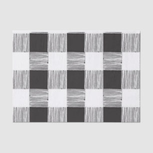 Tissue Paper Stripes Black and White Plaid