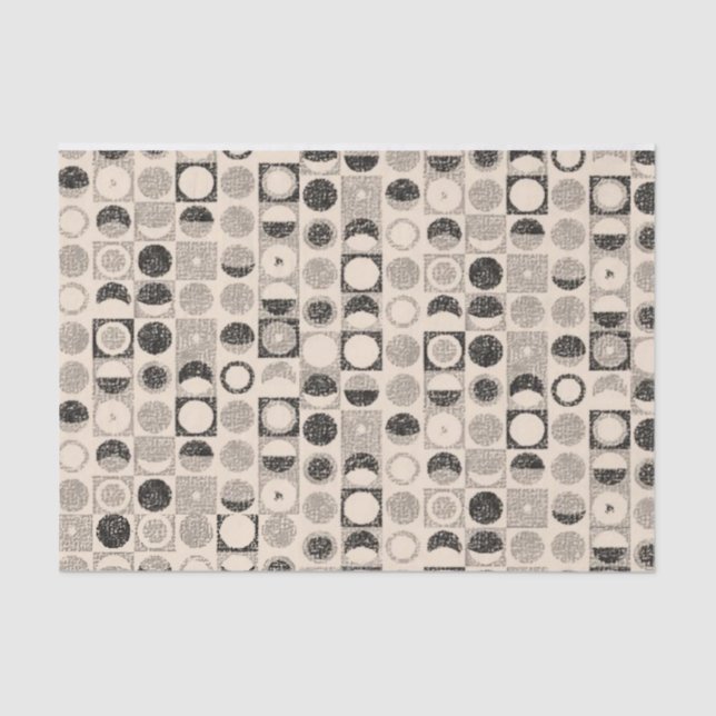 Tissue Paper Stripes Black Beige Circles (Front)