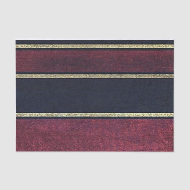 Tissue Paper Stripes Gold Burgundy Black (Front)