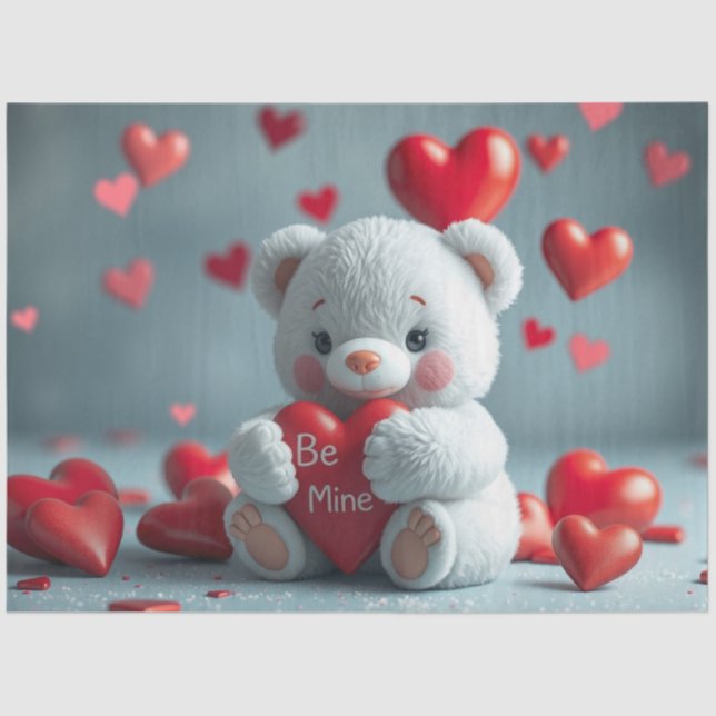 Tissue Paper Teddy with a Heart  (Front)