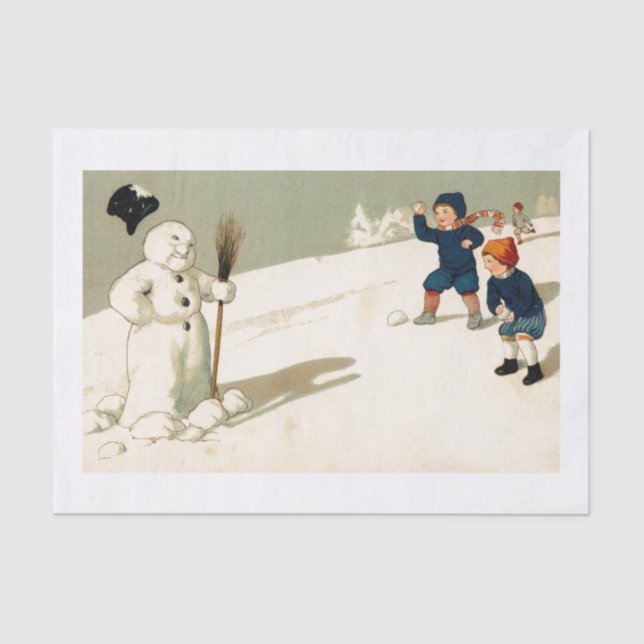 TISSUE PAPER  : VINTAGE CHRISTMAS ILLUSTRATION (Front)