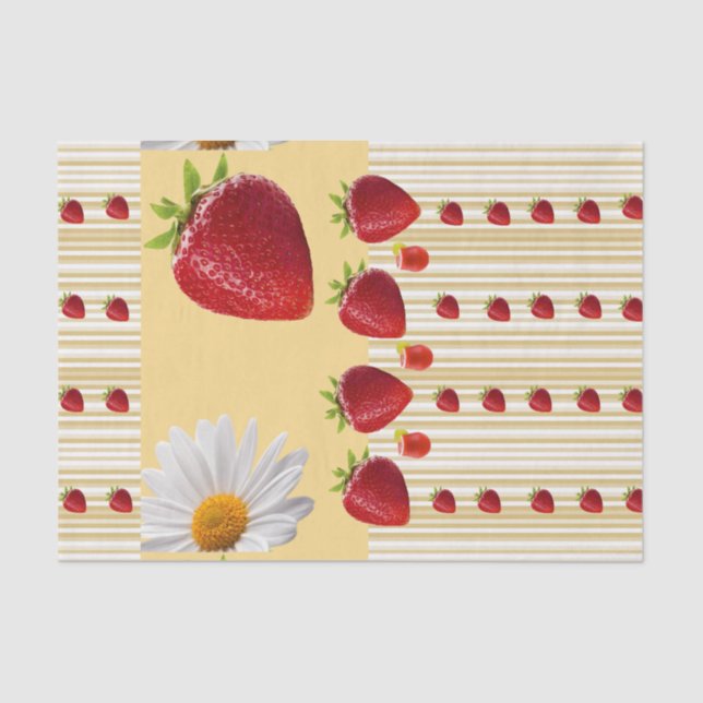 Tissue Paper White Daisy Strawberry (Front)