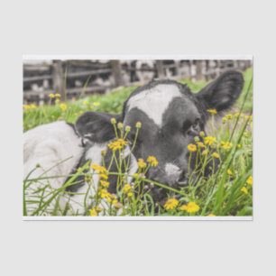 Tissue Paper with Image of Calf in Flowers
