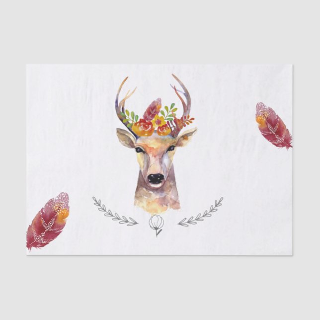 Tissue Paper Wrapping boho deer Buck Head Browning (Front)