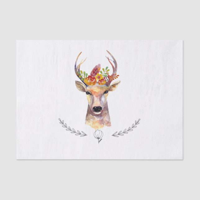 Tissue Paper Wrapping boho deer Buck Head Browning (Front)