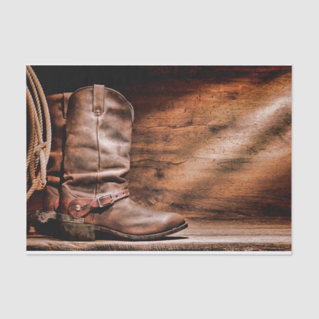Tissue Paper Wrapping Cowboy Boots Barn Wood Rusti (Front)