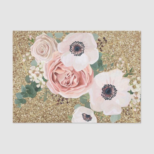 Tissue Paper Wrapping Geometric Garden Rose Gold (Front)