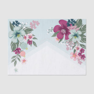 Tissue Paper Wrapping Tropical Flower on Blue Ombr