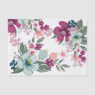 Tissue Paper Wrapping Tropical Flowers on White