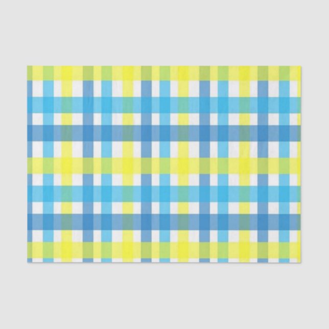Tissue Paper Yellow Blue Plaid (Front)
