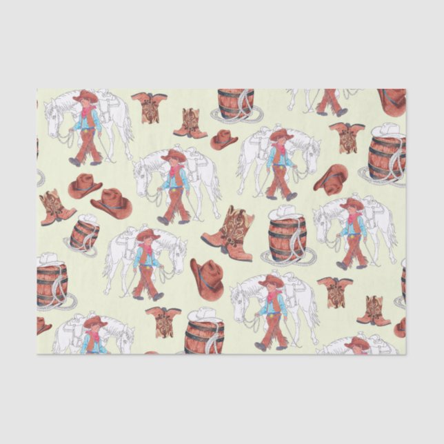 Tissue Paper Young Cowboy and Horse (Front)