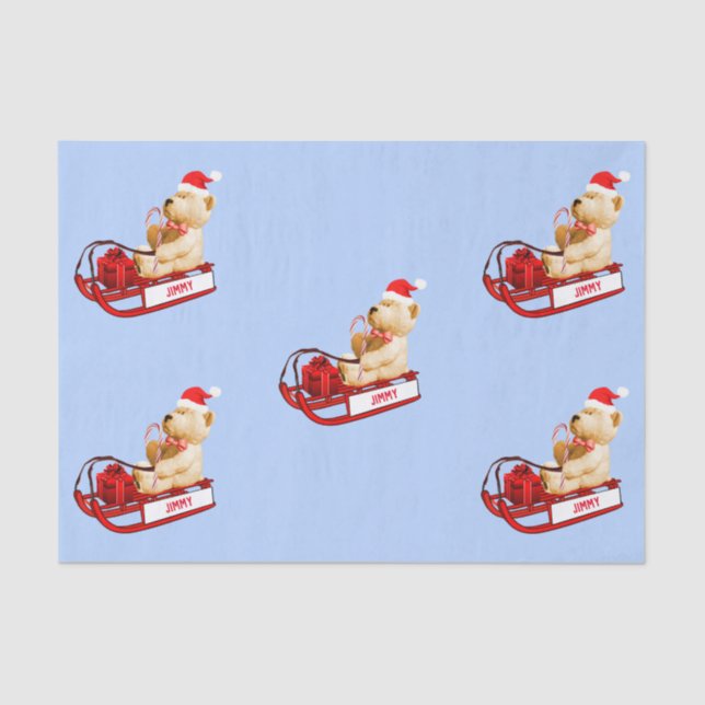 Tissue PaperTeddy Bear Sled Christmas Gift Tissue Paper (Front)