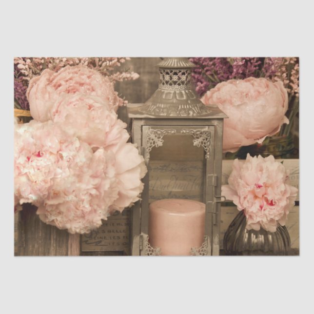 Tissue Wrap Qty 2 Peonies, Lanterns and Crates Paper (Front)