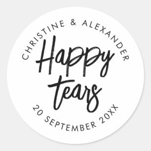 Tissues for your happy tears minimal wedding favou classic round sticker
