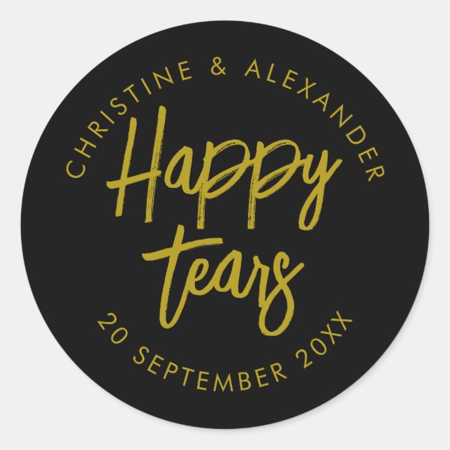 Tissues for your happy tears minimal wedding favou classic round sticker (Front)