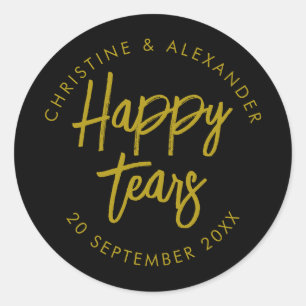 Tissues for your happy tears minimal wedding favou classic round sticker