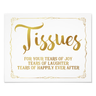 tissues wedding sign gold sign