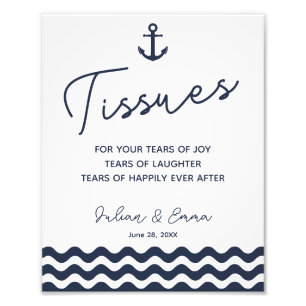 tissues wedding sign Navy nautical wedding