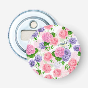 Tit bird and flowers bottle opener