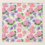 Tit bird and flowers scarf<br><div class="desc">Watercolor pattern with various flowers and blue tit bird painted with watercolors.</div>