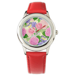 Tit bird and flowers watch