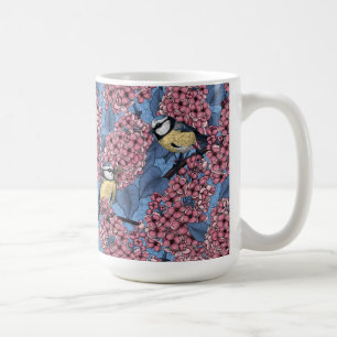 Tit birds in the lilac garden coffee mug
