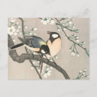 Tit on Cherry Branch Painting by Ohara Koson