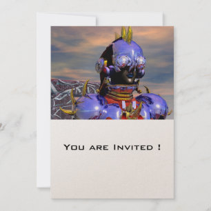 TITAN CYBORG PORTRAIT Blue Science Fiction,Scifi Invitation