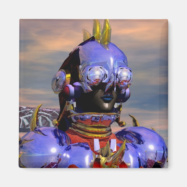 TITAN CYBORG PORTRAIT Blue Science Fiction,Scifi Magnet (Front)