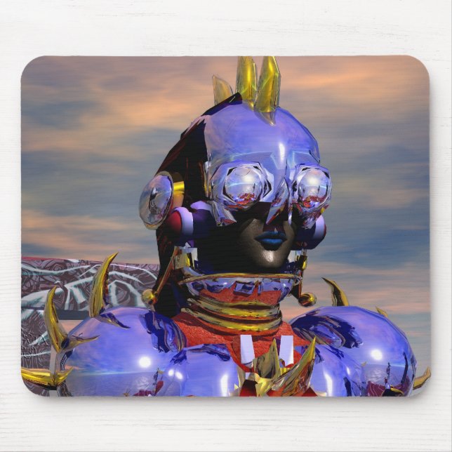 TITAN CYBORG PORTRAIT Blue Science Fiction,Scifi Mouse Mat (Front)