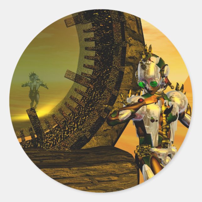 TITAN IN THE DESERT OF HYPERION CLASSIC ROUND STICKER (Front)