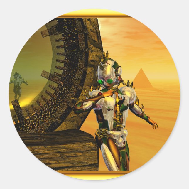 TITAN IN THE DESERT OF HYPERION CLASSIC ROUND STICKER (Front)