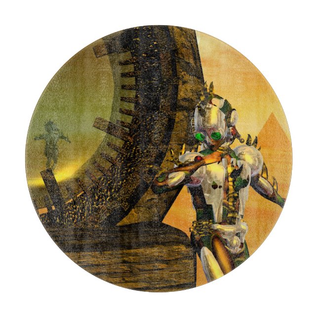 TITAN IN THE DESERT OF HYPERION Science Fiction Cutting Board (Front)