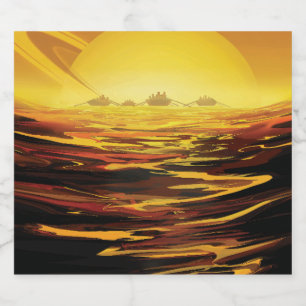 Titan largest moon of Planet Saturn Beer Bottle Label