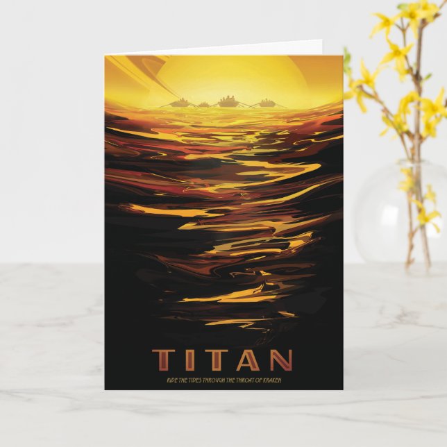 Titan largest moon of Planet Saturn Card (Yellow Flower)