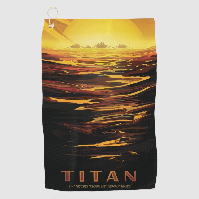 Titan largest moon of Planet Saturn Golf Towel (Front)