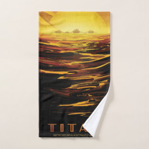 Titan largest moon of Planet Saturn Hand Towel