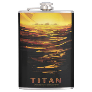 Titan largest moon of Planet Saturn Hip Flask