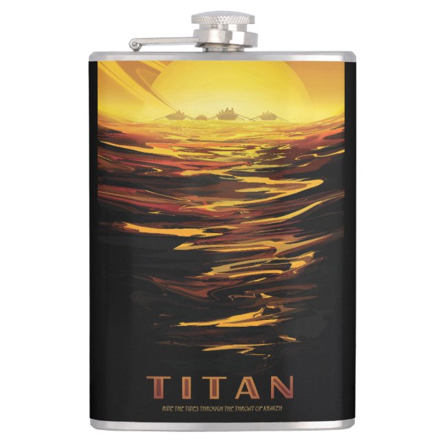 Titan largest moon of Planet Saturn Hip Flask (Front)