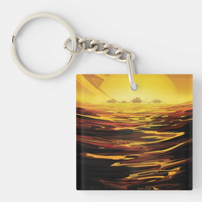 Titan largest moon of Planet Saturn Key Ring (Front)