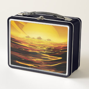 Titan largest moon of Planet Saturn Metal Lunch Box