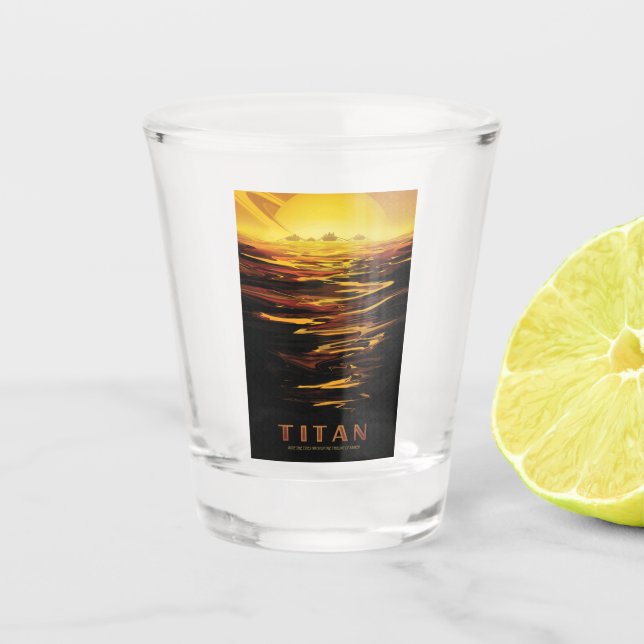Titan largest moon of Planet Saturn Shot Glass (Front)