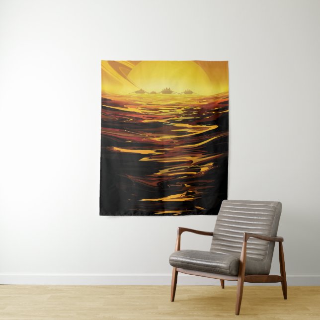 Titan largest moon of Planet Saturn Tapestry (In Situ)
