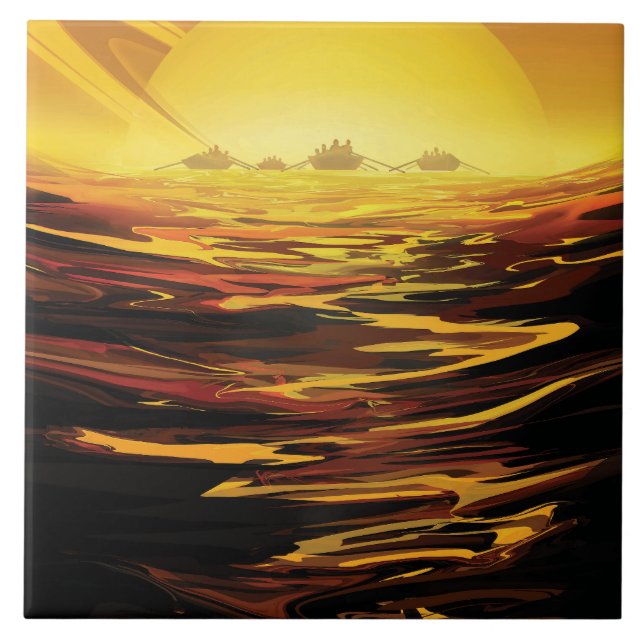 Titan largest moon of Planet Saturn Tile (Front)