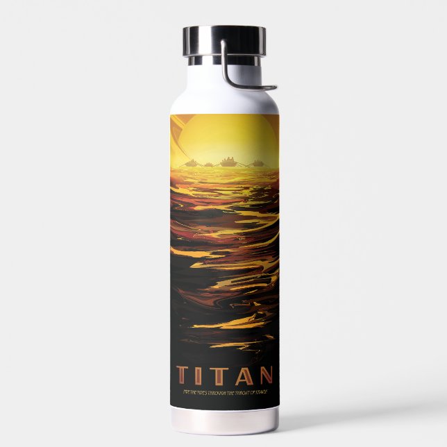 Titan largest moon of Planet Saturn Water Bottle (Left)