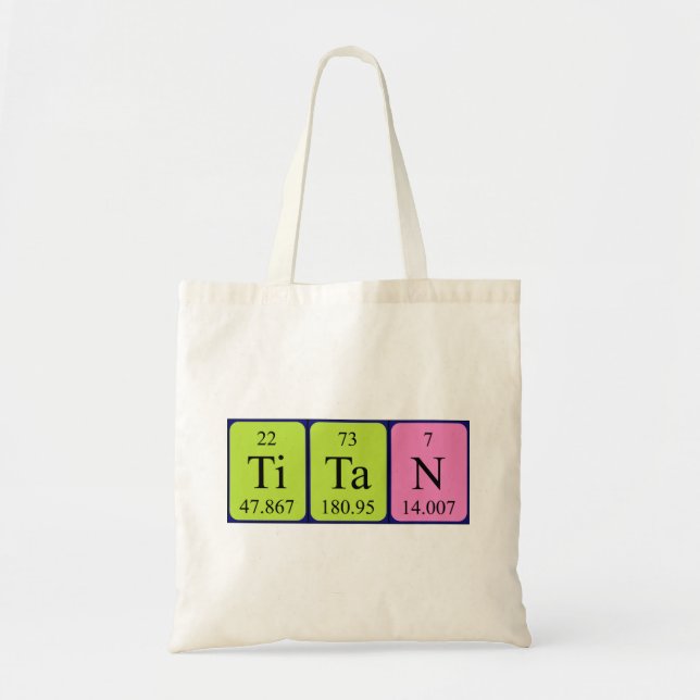 Titan periodic table name tote bag (Front)