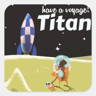 Titan vintage travel poster square sticker