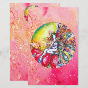 TITANIA FlOWER FAIRY,Pink Yellow Gold Sparkles Stationery